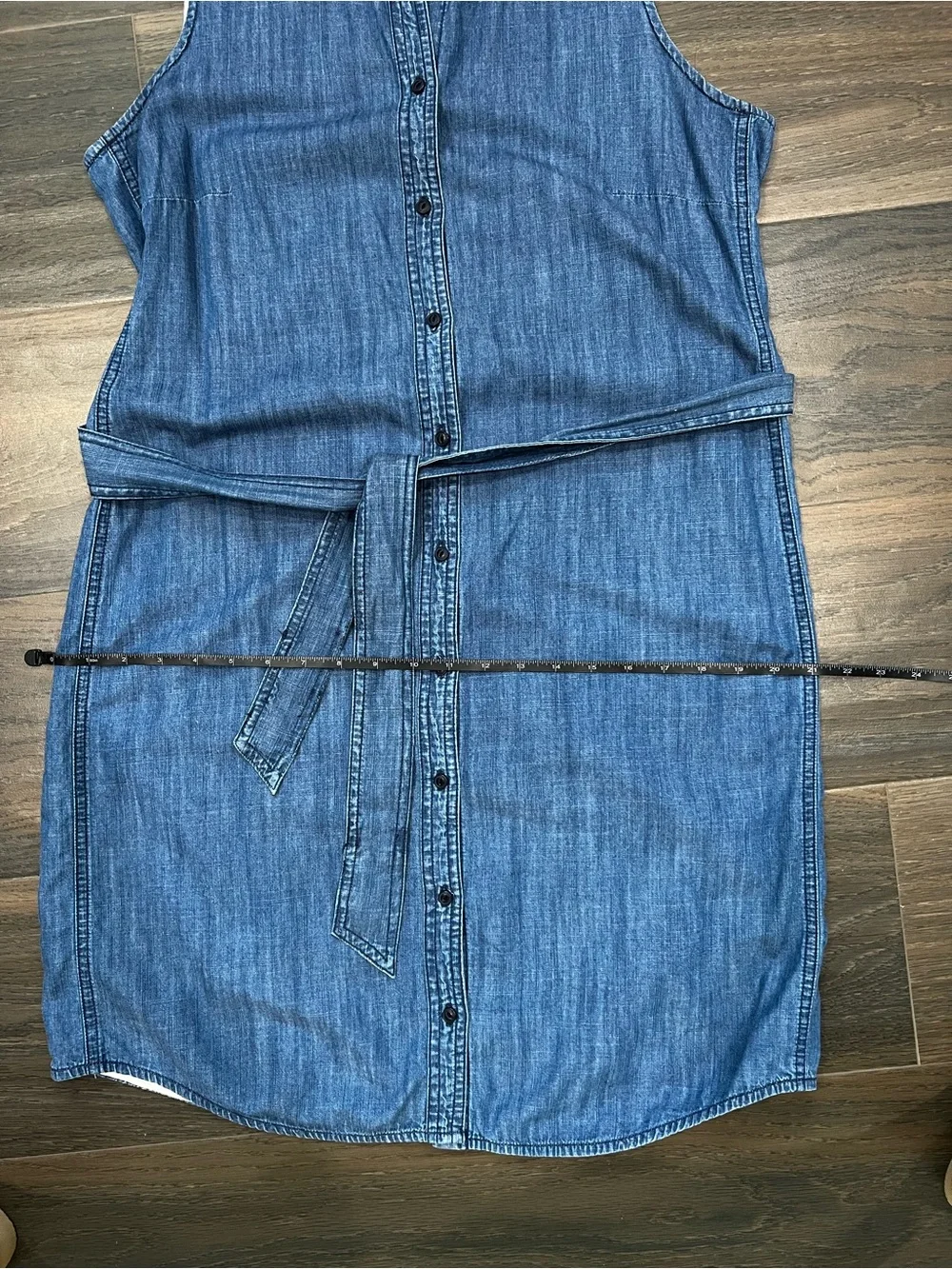 J.Crew Blue Denim Sleeveless Shirt Dress with Tie Waist | Size M